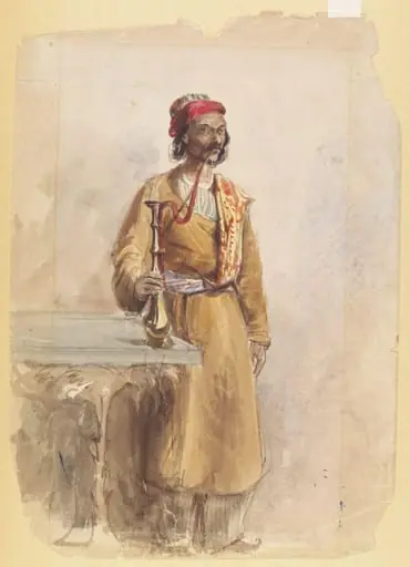 Figure of an oriental Man, full-length, smoking a hookah, by Unknown