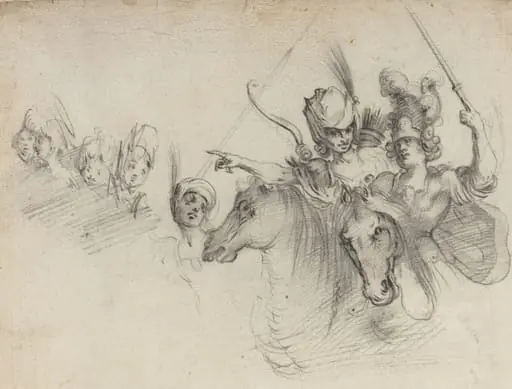 Figures on Horseback [verso], by Unknown