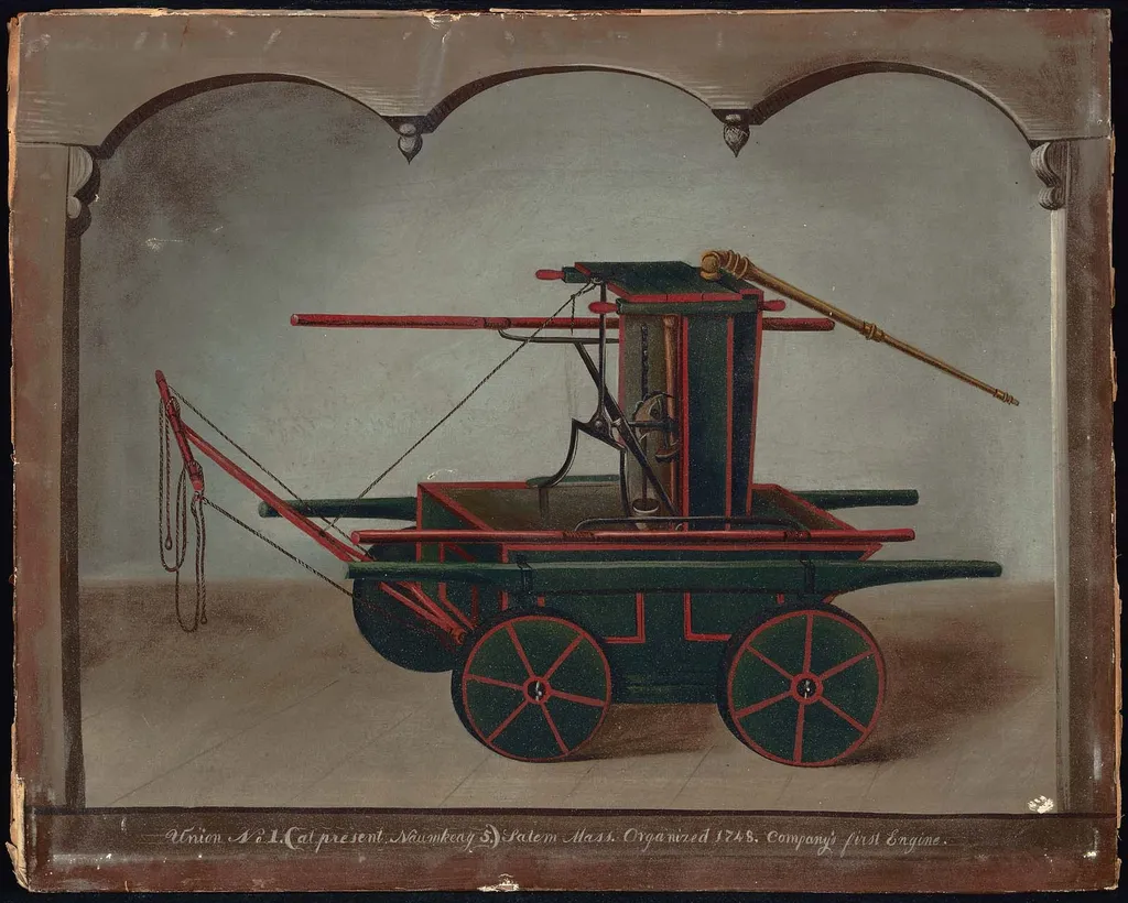 Fire Engine, by Unknown, oil, 1860
