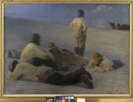 Fishermen at Skagen Beach, by Unknown