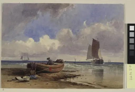 Fishing boat on the shore at Hastings, by Unknown