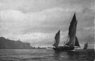 Fiskerbåde ved en Kyst, by Unknown, 1850