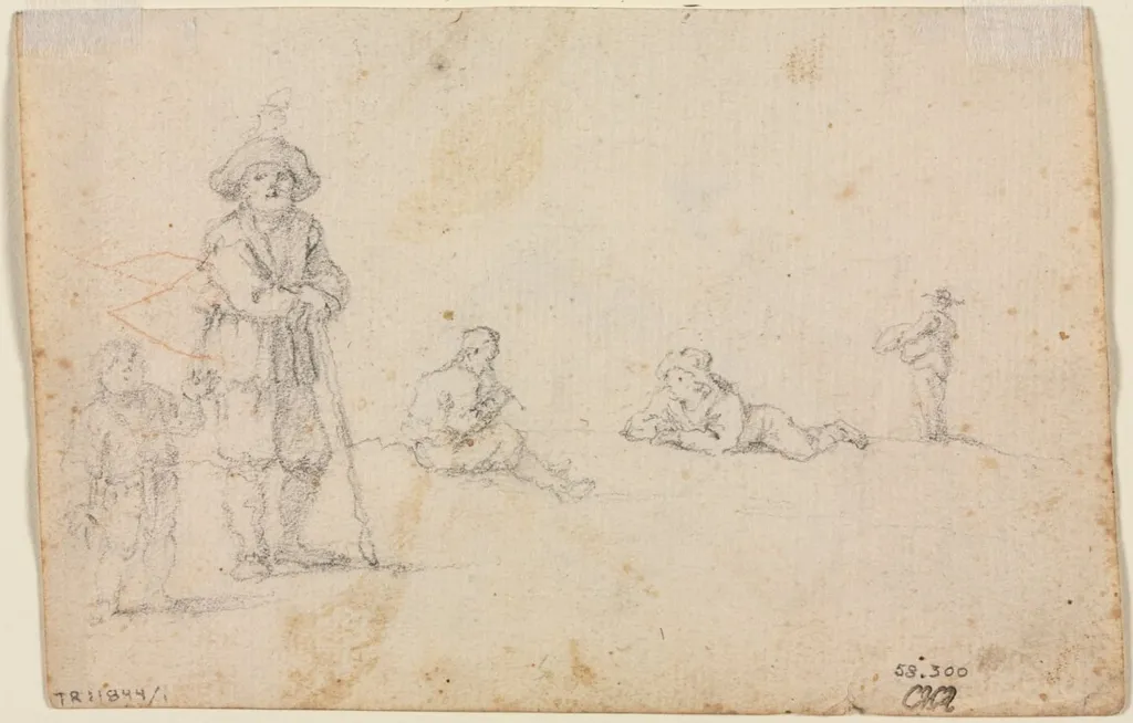 Five Figure Studies (verso), by Unknown, 1604