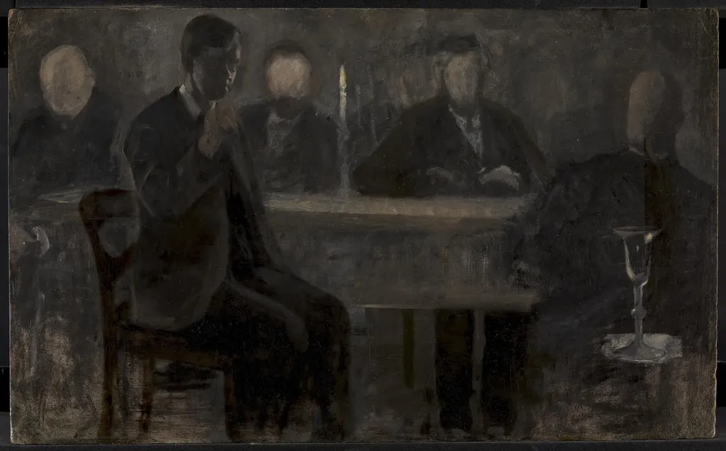 Five Portraits. Study for painting in Thielska Galleriet, Stockholm, by Unknown, unspecified, 1901