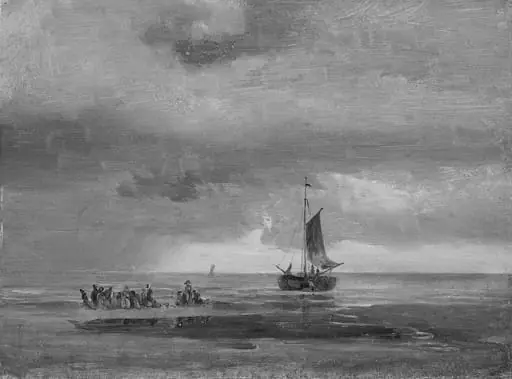Flat Beach by Sunset, by Unknown