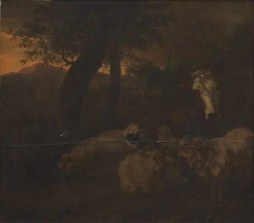 Flock of Sheep in a Wood, by Unknown