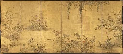 四季花野菜図屏風|Flowering Plants and Vegetables of the Four Seasons, by Unknown