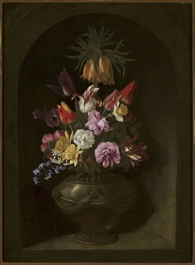 Flowers in a vase, by Unknown