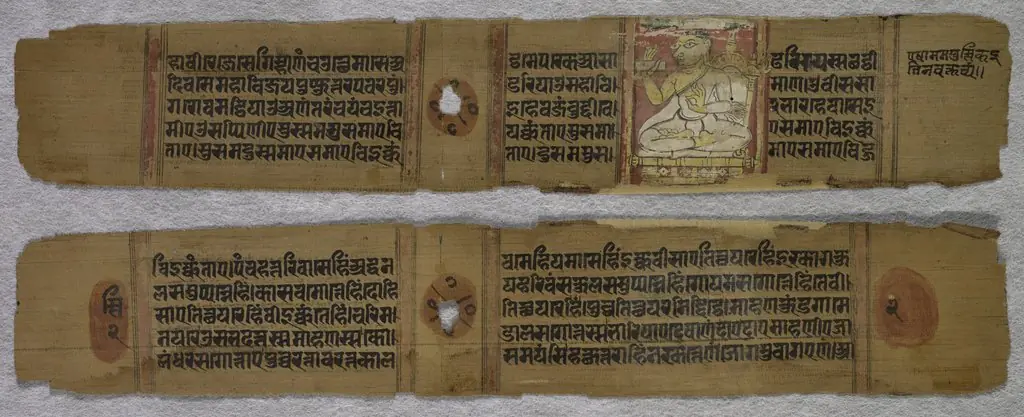 Folio 2, from a Kalpa-sutra: A Monk Preaching (recto); Text (verso), by Unknown