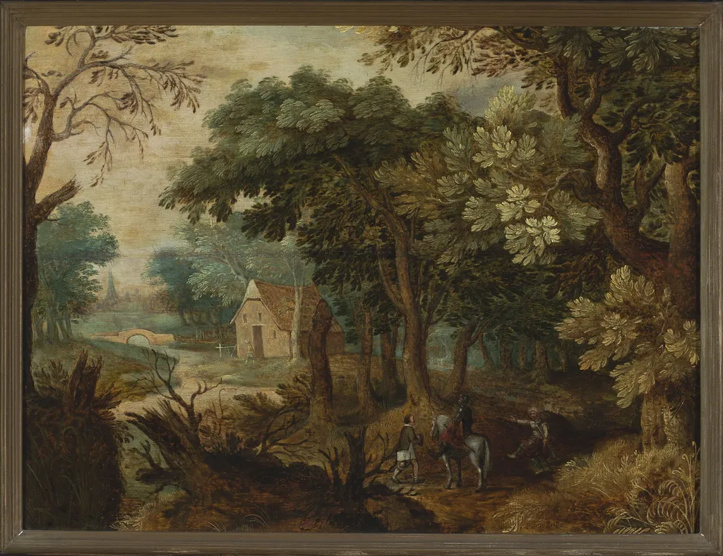 Forest landscape, by Unknown, oil, 1615