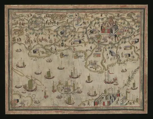 清  佚名  台南地區荷蘭城堡|Forts Zeelandia and Provintia and the City of Tainan, by Unknown, 1849