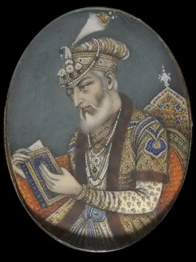 Four miscellaneous miniatures of Mughal emperors and an unidentified ruler., by Unknown