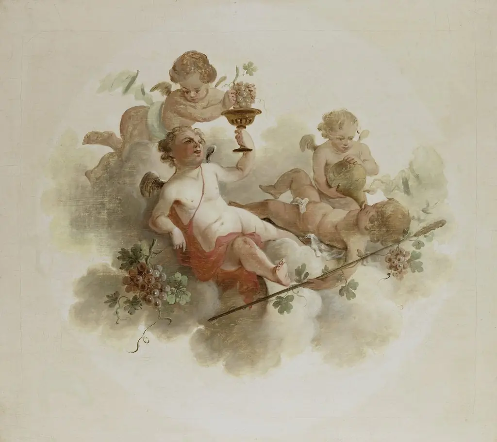 Four Putti with Grapes, by Unknown