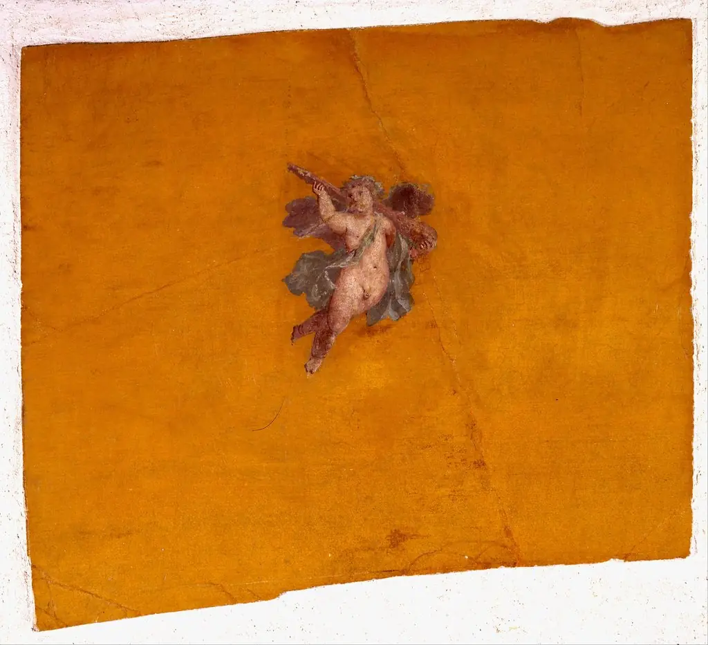 Fragment of wall painting with a flying Eros, by Unknown