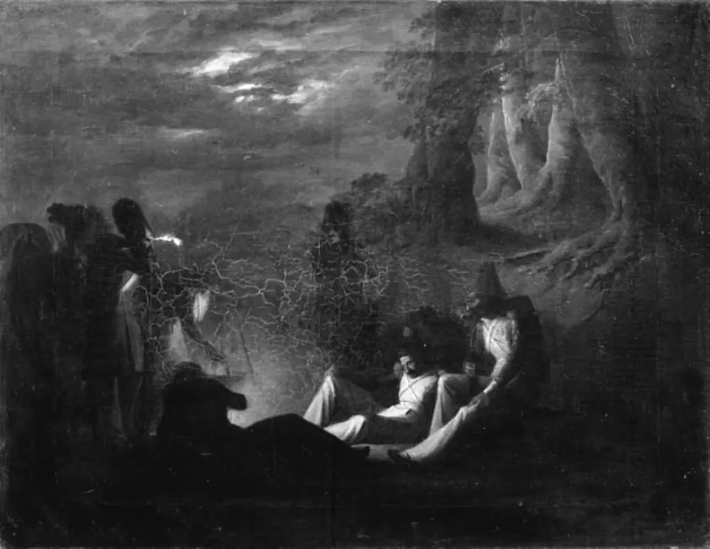 Fransk bivuak ved nat, by Unknown, 1820