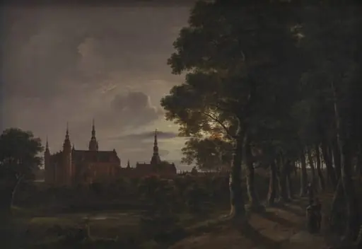 Frederiksborg Castle by Moonlight, by Unknown