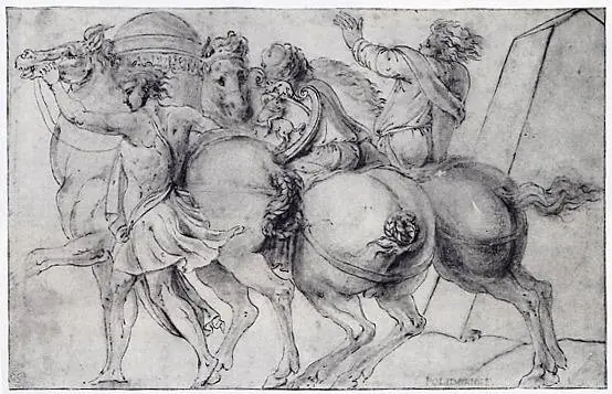 Frieze with Three Horsemen, by Unknown, 1530