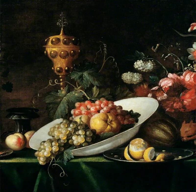 Fruit Piece with Covered Gilt Goblet, by Unknown, oil