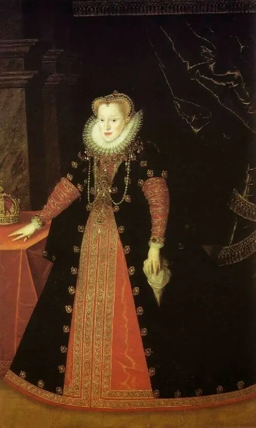 Full-length portrait of Anne of Austria (1573-1598)., by Unknown