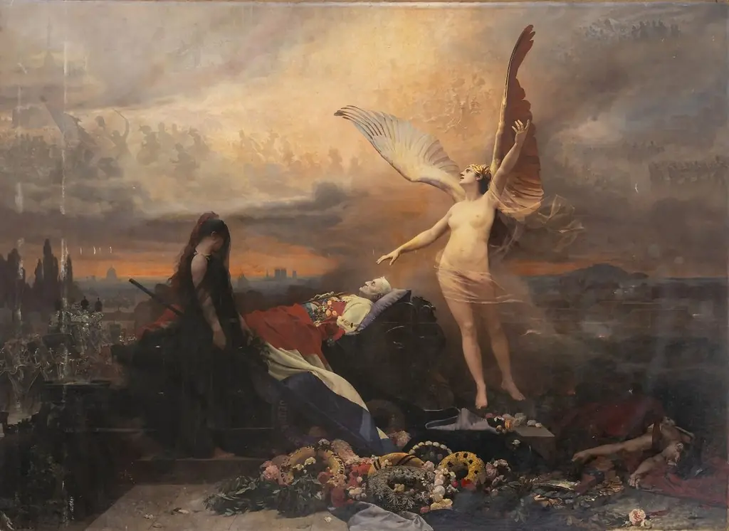 Funérailles et apothéose de Thiers, la France pleurant devant son corps., by Unknown