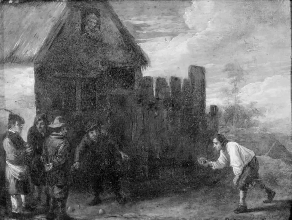Game of Bocce, by Unknown, 1650