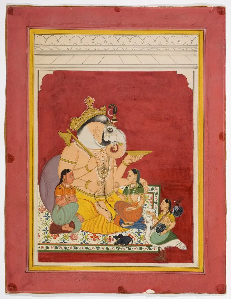 Ganesha and His Wives, Siddhi and Buddhi, by Unknown