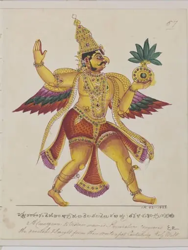Garuda returning with the vase of Amrita, by Unknown