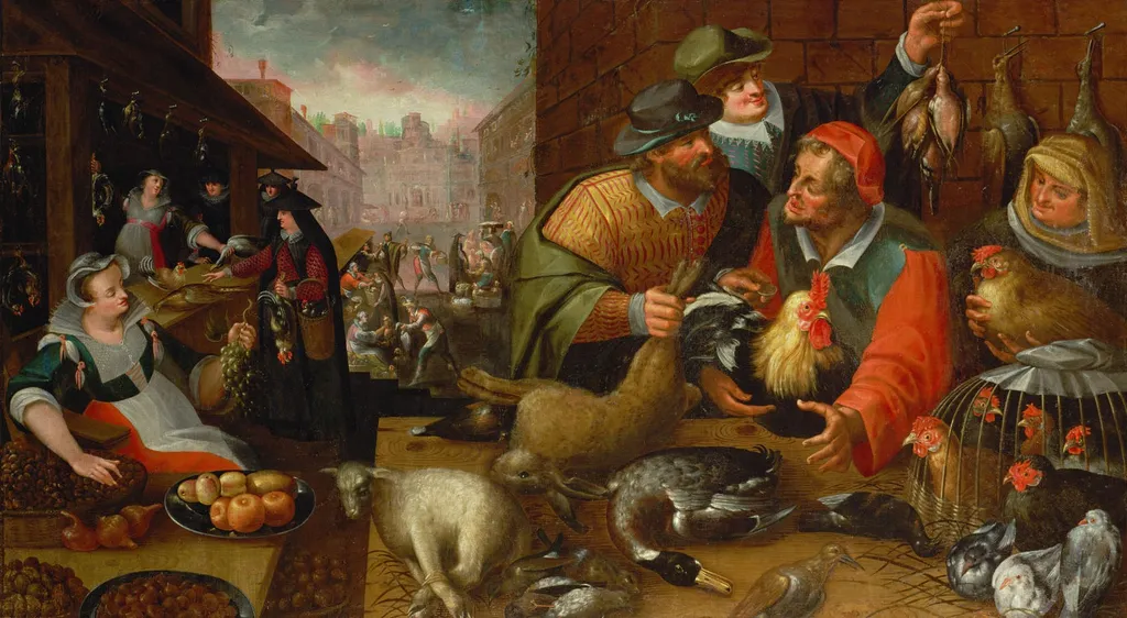 Geflügelmarkt (Herbst), by Unknown, oil, 1596