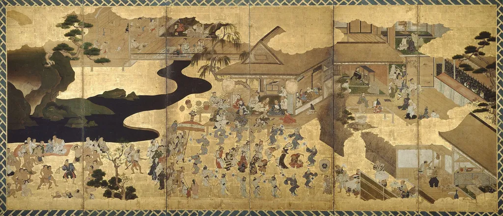 Genre Scenes (Fuzoku byobu), by Unknown, unspecified, 1640