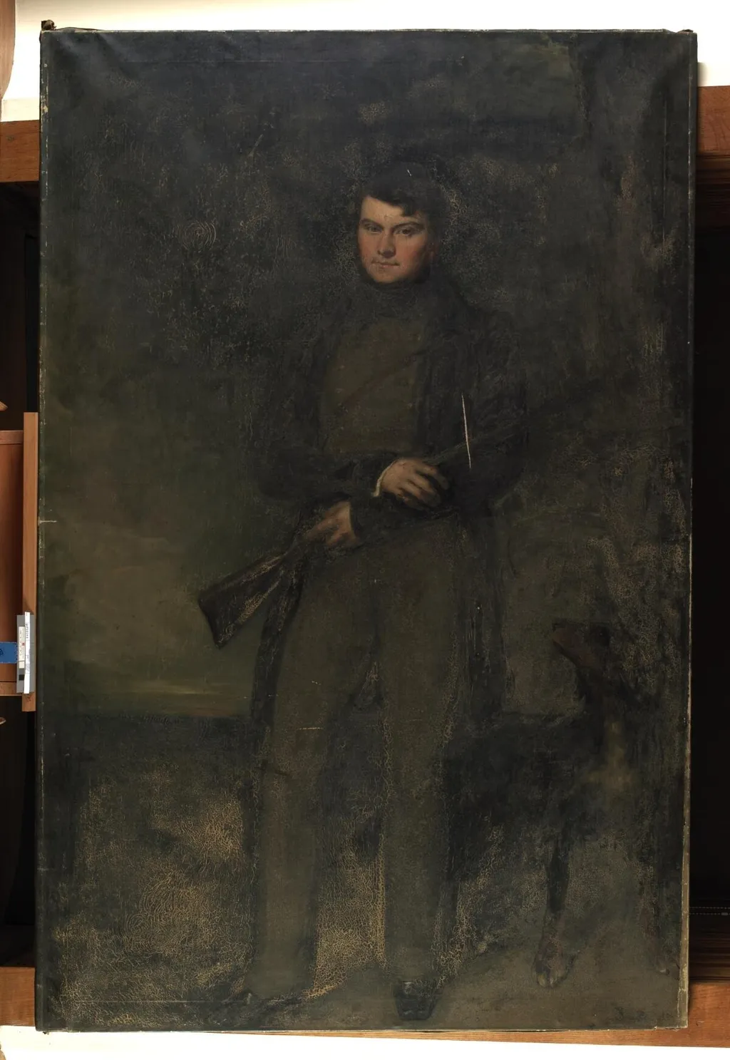 Gentleman huntsman with dog, by Unknown, oil, 1820