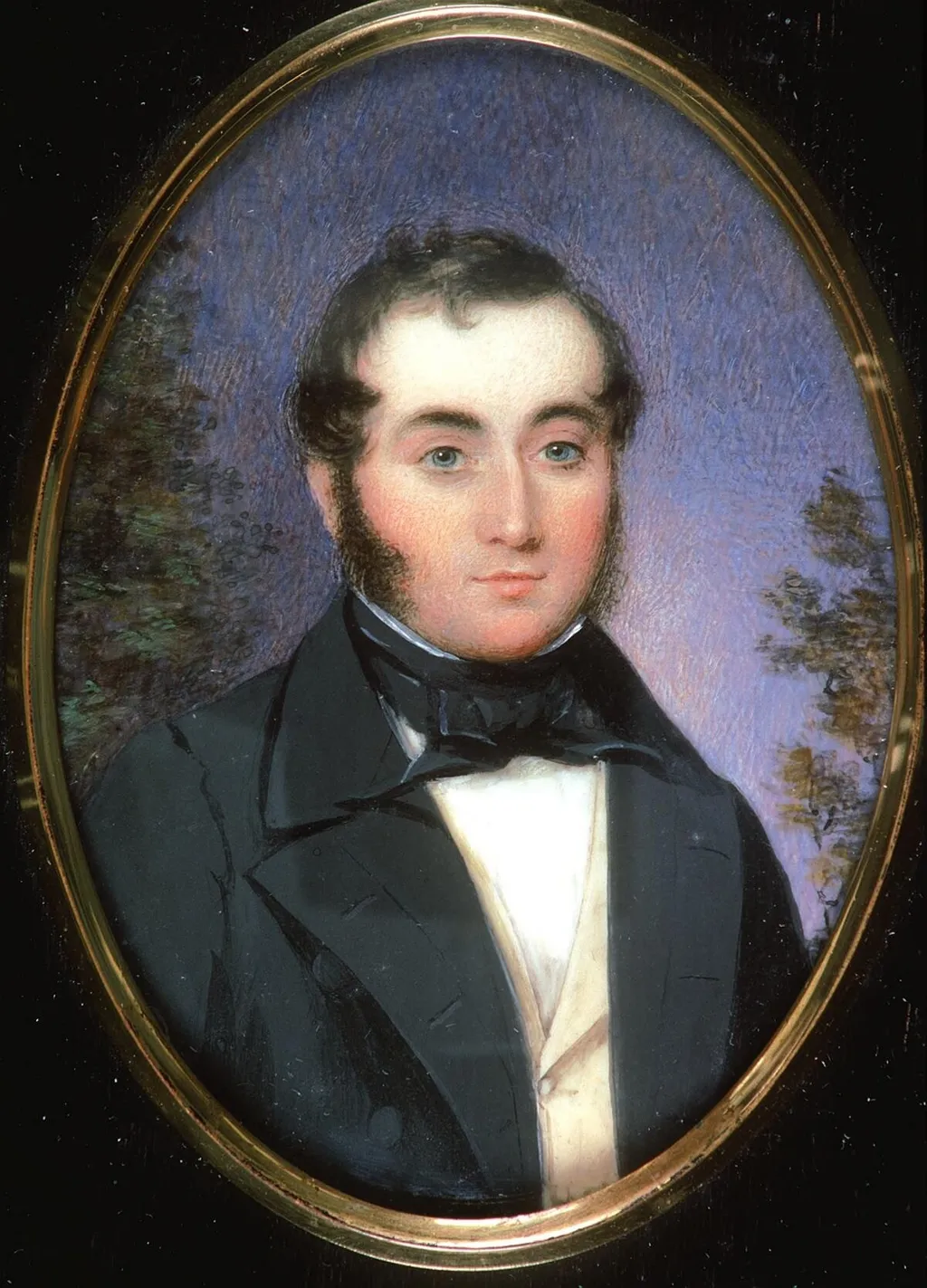 Gentleman in black coat, by Unknown, oil, 1856