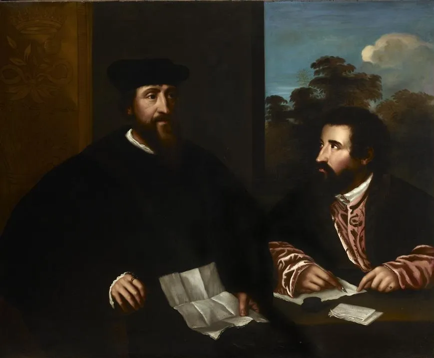 Georges d'Armagnac (c.1501–1585), Bishop of Rodez, with His Secretary Guillaume Philandrier (d.1565), by Unknown, oil, 1700
