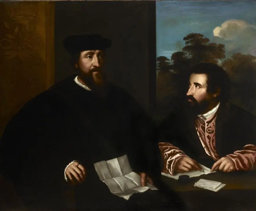 Georges d'Armagnac (c.1501–1585), Bishop of Rodez, with His Secretary Guillaume Philandrier (d.1565), by Unknown