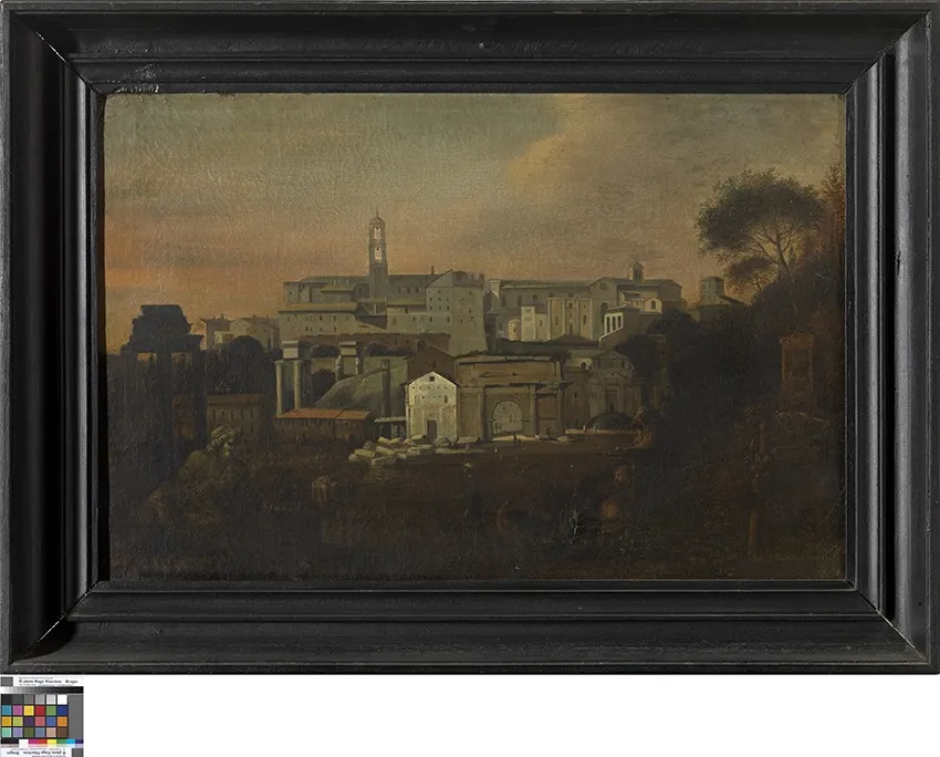 Gezicht op het Forum Romanum, by Unknown, oil, 1601