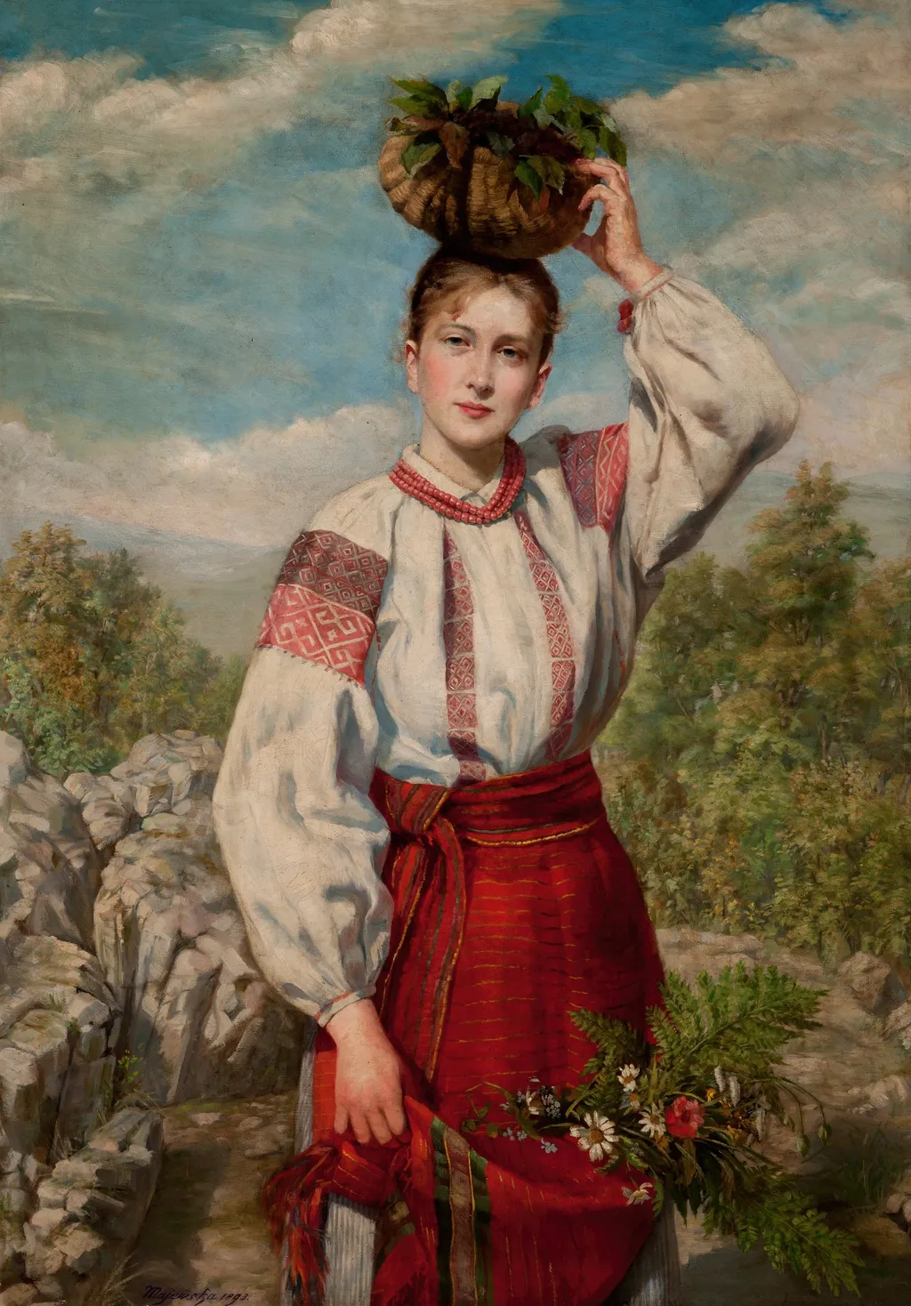 Girl Returning from the Forest, by Unknown, oil, 1897