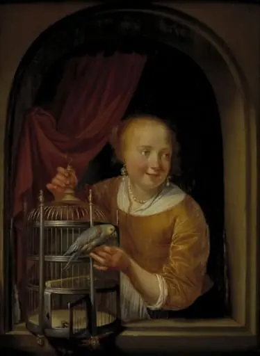 Girl with a Parrot, by Unknown