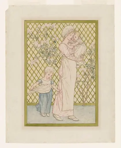 Girls and Two Babies, illustration to A Day in a Child's Life, by Unknown
