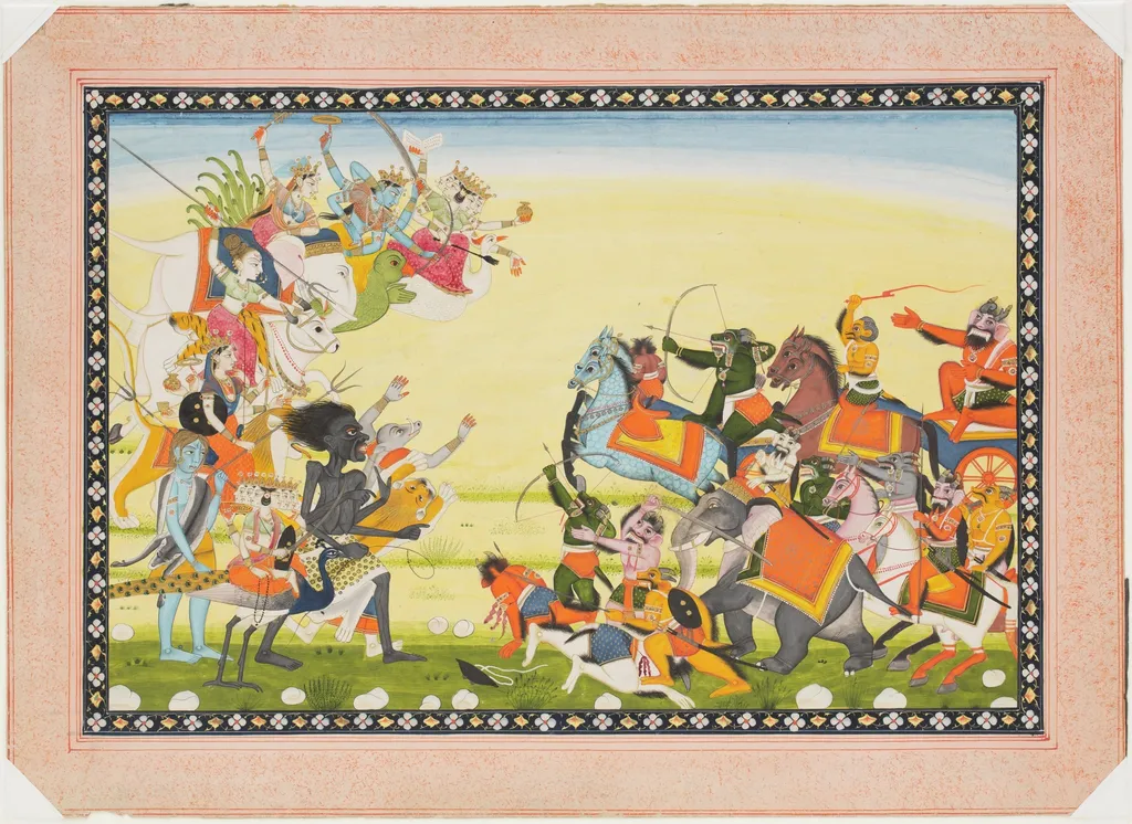 Goddesses and Demons Approaching Combat, by Unknown, unspecified, 1800