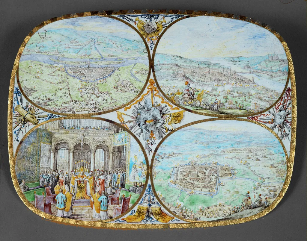 Gold plate depicting the battle of Nördlingen in 1634, by Unknown, unspecified, 1640