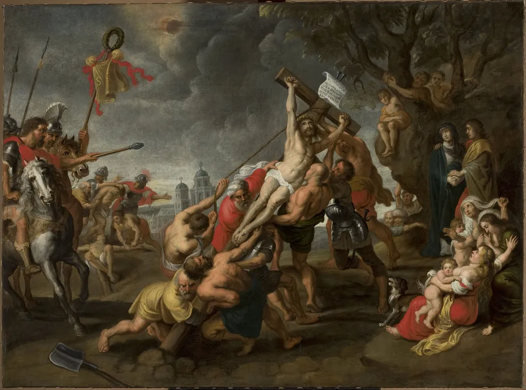 Golgotha (Matthew 27:35-38; Mark 15:24-27; Luke 23:33; John 19:18), by Unknown, oil