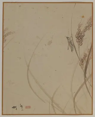 Grasshopper on Stalk of Rice, by Unknown, 1850