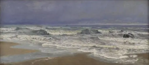 Gråvejrsdag ved Vesterhavet med brænding, by Unknown