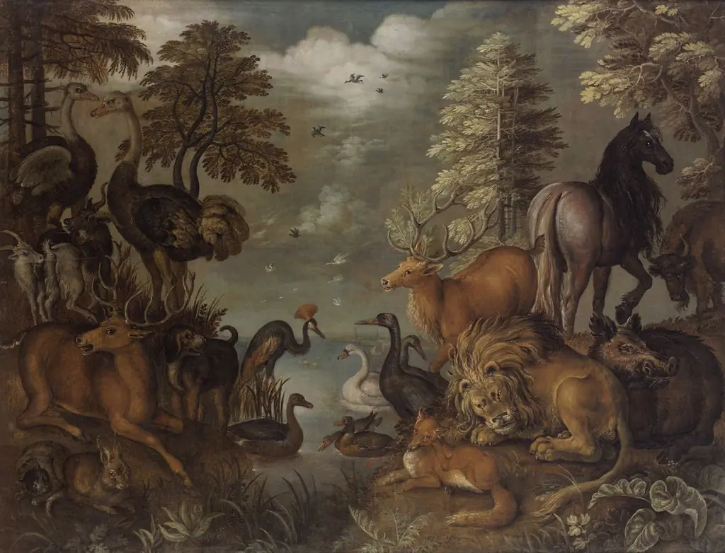 Große Landschaft mit Tieren, by Unknown, 1630