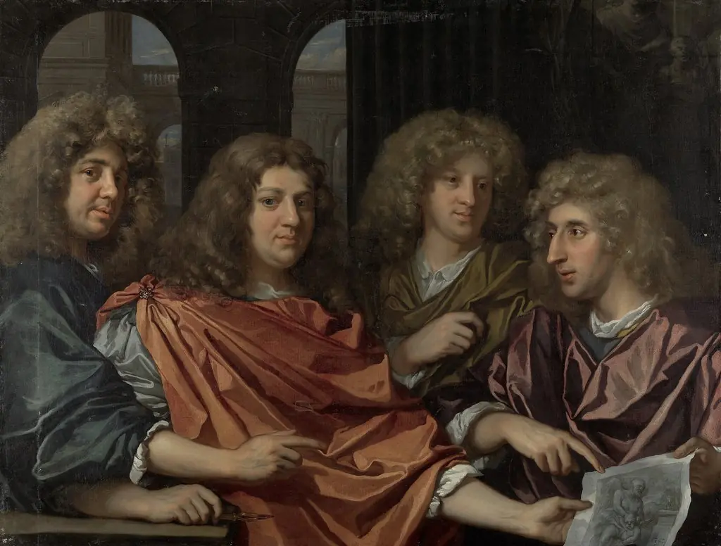 Groepsportret van vier kunstenaars, by Unknown, 1690