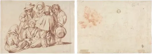 Group of Six Children (recto); Sketch of a Village (verso), by Unknown