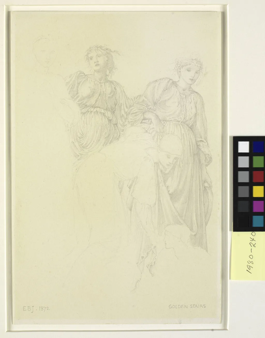 Group of women, Preliminary study for the painting, The Golden Stairs, by Unknown, unspecified, 1872