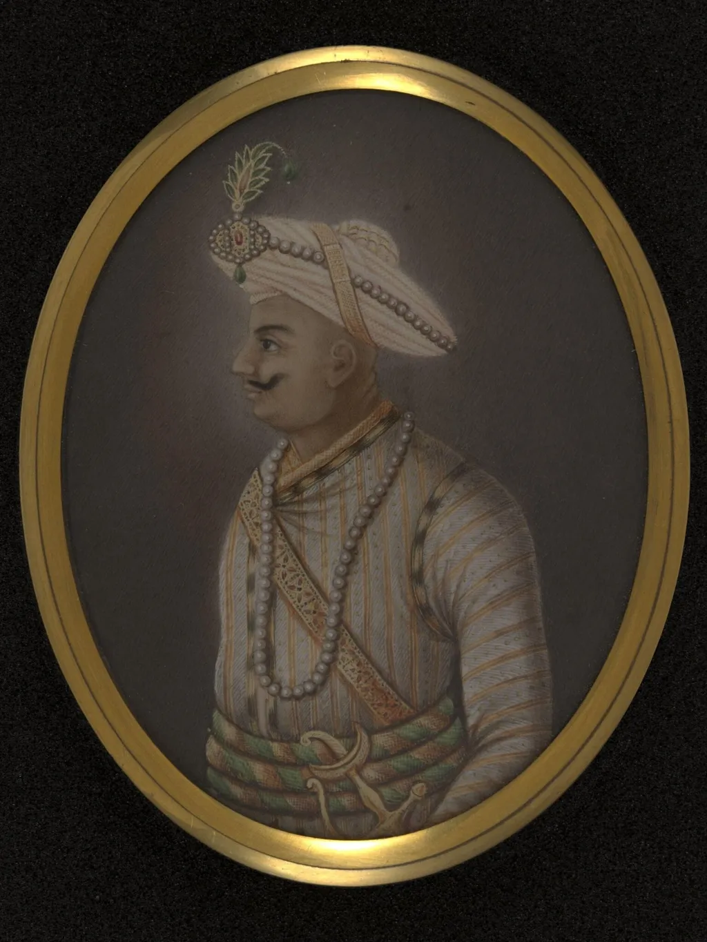 Half-length portrait of Tipu Sultan of Mysore (r.1782-99), by Unknown, paint, 1860
