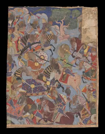 Hamza's army battles Girang's men and kills a giant, by Unknown