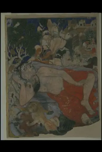 Hamza's scout Kawsadi searches for his lost steed, but finds it being devoured by a lion., by Unknown