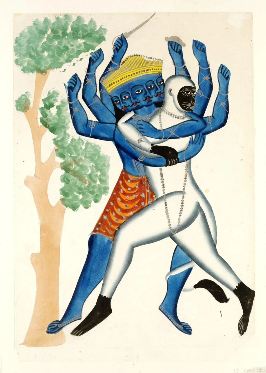 Hanuman and Ravana, by Unknown, paint, 1830